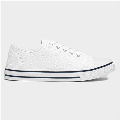 Meru Womens White Floral Canvas Shoe