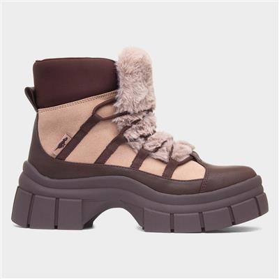 Tiger Womens Taupe Chunky Platform Boot