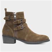 Hush Puppies Jenna Womens Khaki Leather Boot (Click For Details)