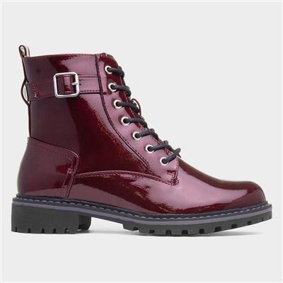 Parlour Womens Burgundy Patent Lace Up Boot