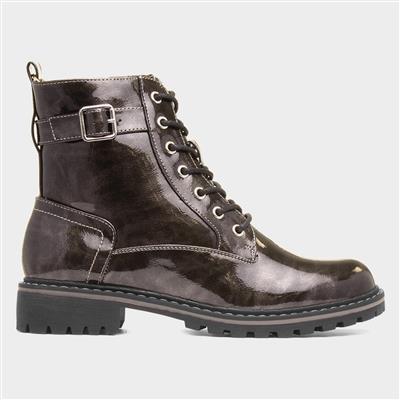 Parlour Womens Metallic Patent Lace Up Boot