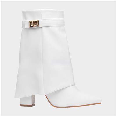 Sadie Womens White Zip Up Boot