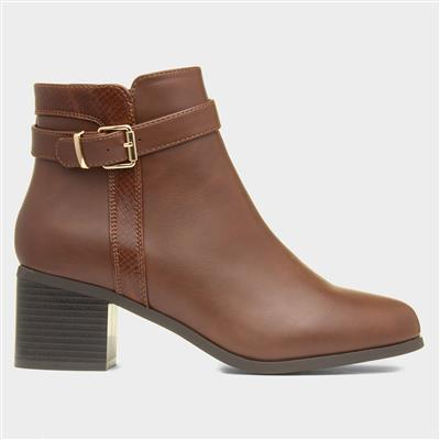 Holly Womens Tan Wider Fit Ankle Boot