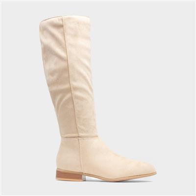 Callie Women Beige Wide Fit Knee High Boot