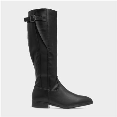 Alina Womens Black Wider Fit Knee High Boot