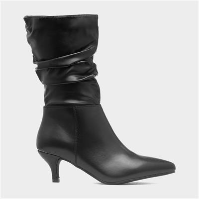 Kat Womens Black Heeled Calf Boot