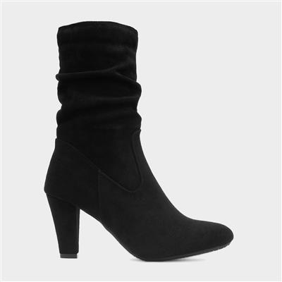 Lillian Womens Black Ruched Calf Boot