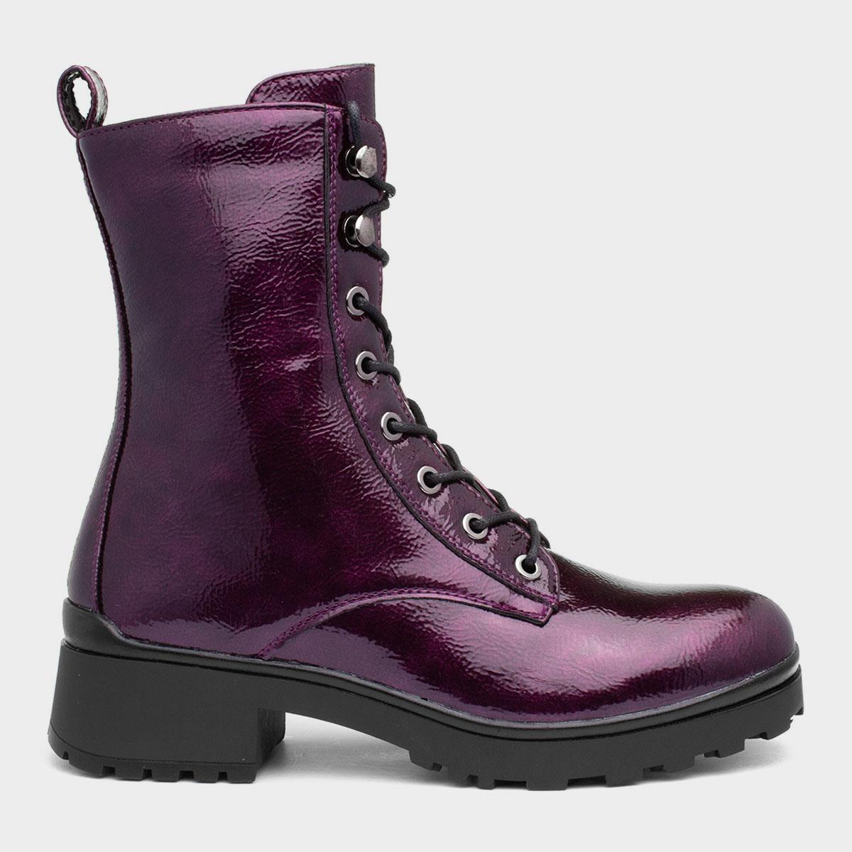 Lotus Delaney Womens Purple Patent Boots-180019 | Shoe Zone