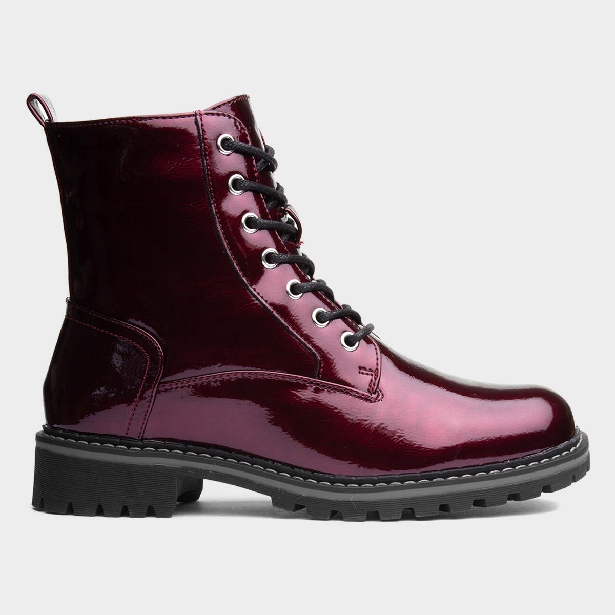 Lunar Nala Womens Bordeaux Crinkle Ankle Boot-180034 | Shoe Zone