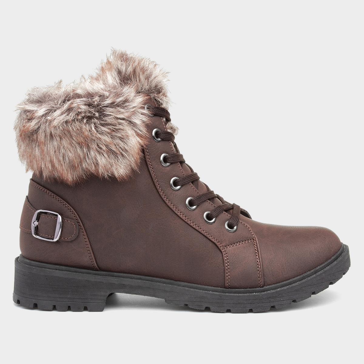 fur trim lace up boots