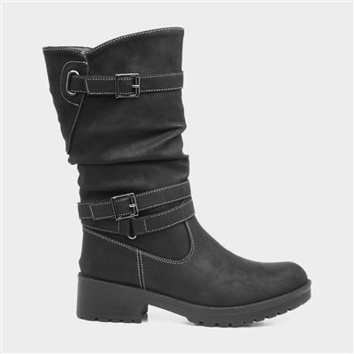Lilley Marnie Womens Black Buckle Calf Boot-181002 | Shoe Zone