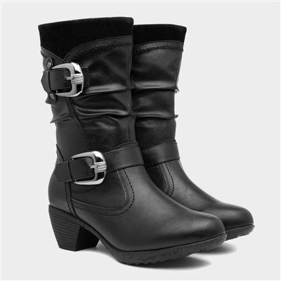 ElenaIachi EI58H Black Mid-Calf Boot With Back Zip 5545 - Head Start Shoes