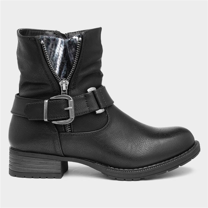 Lilley & Skinner Womens Buckled Black Ankle Boot-18387 | Shoe Zone