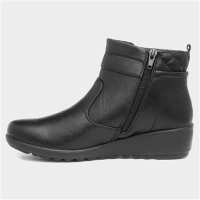 Cushion Walk Klara Womens Black Ankle Boot-184059 | Shoe Zone