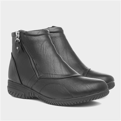 Cushion Walk Stacey Womens Black Ankle Boot-185022 | Shoe Zone