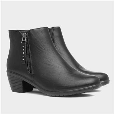 Cushion Walk Bridget Womens Black Heeled Boot-185121 | Shoe Zone