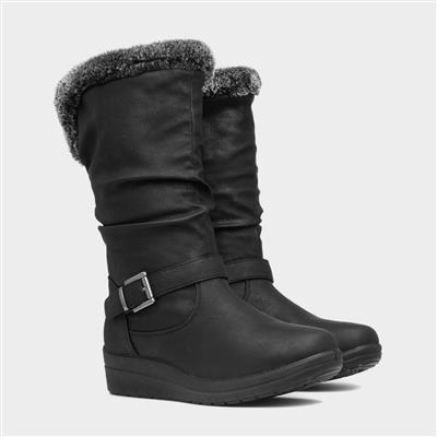 Softlites Jenny Womens Black Faux Fur Lined Boot-185131 | Shoe Zone