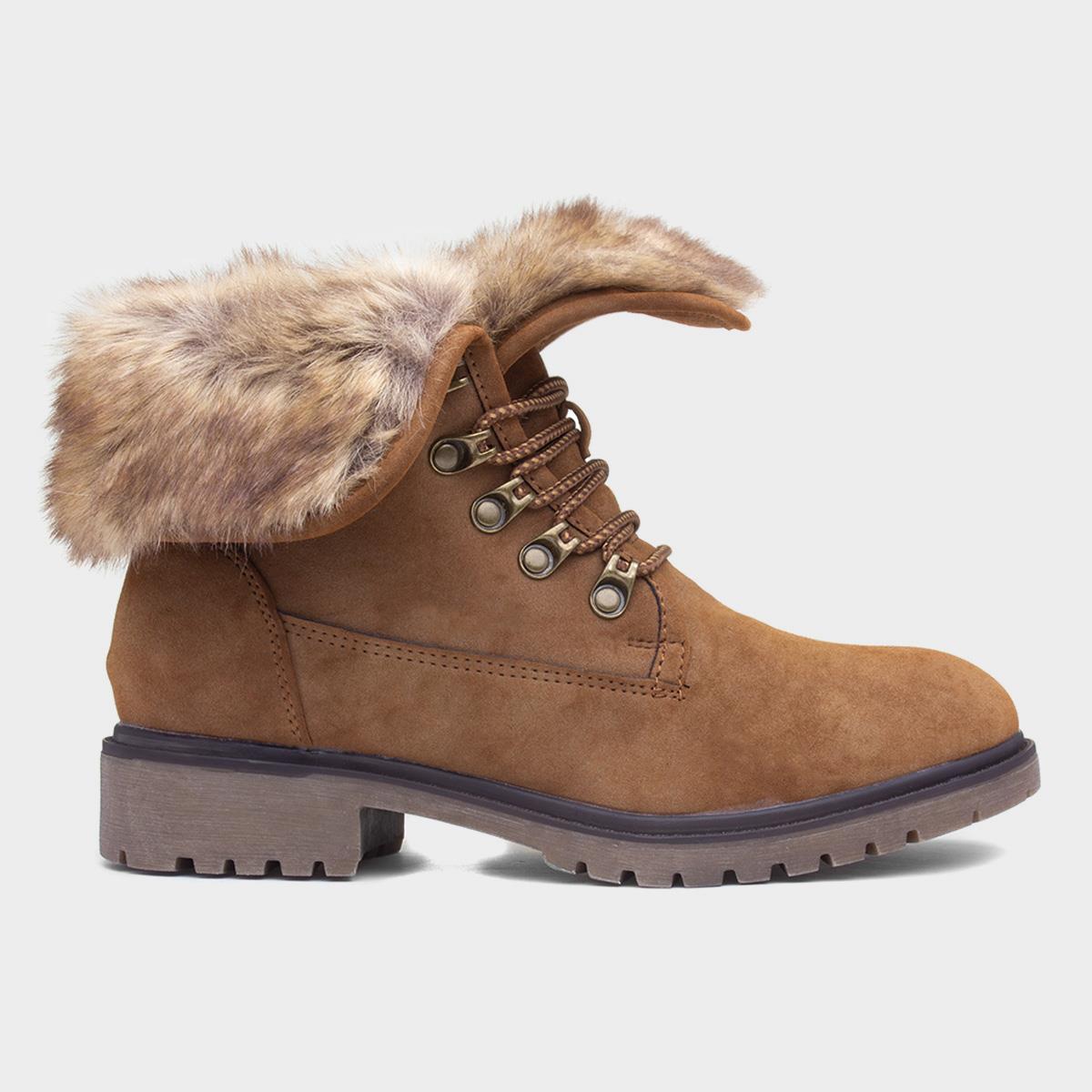 Lilley & Skinner Valerie Womens Tan Faux Fur Boot-185133 | Shoe Zone