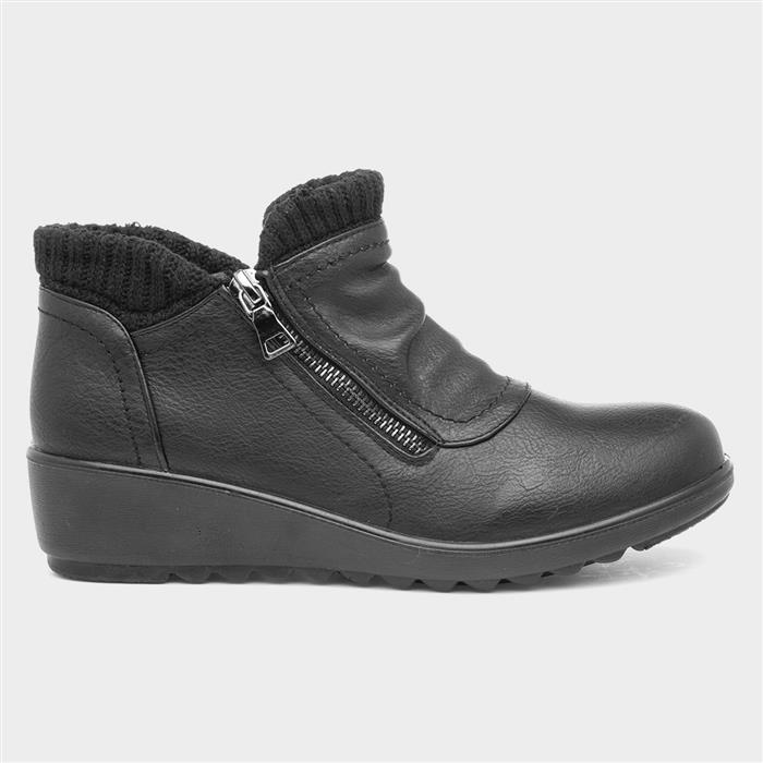 Softlites Womens Black Wedge Ankle Boot-18518 | Shoe Zone
