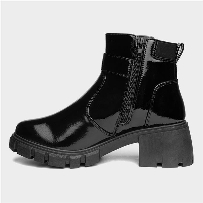 Lilley Womens Black Patent Chunky Boot186067 Shoe Zone