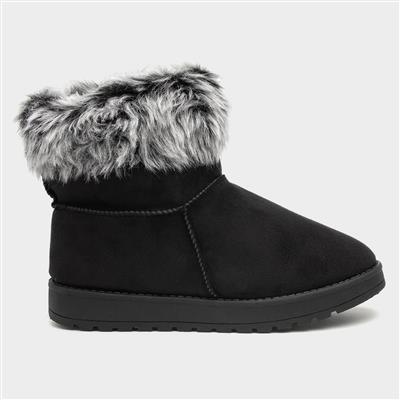 womens faux fur black boots