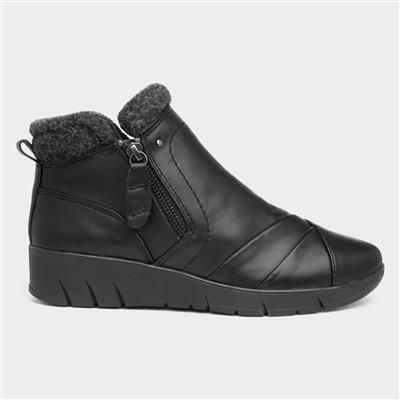 Jana Softline Womens Black Double Zip Boot-187003 | Shoe Zone