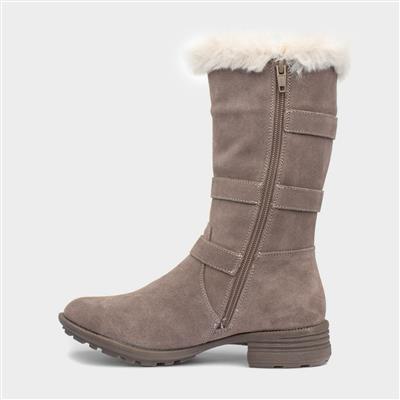 Hush Puppies Saluki Womens Taupe Boot-187017 | Shoe Zone