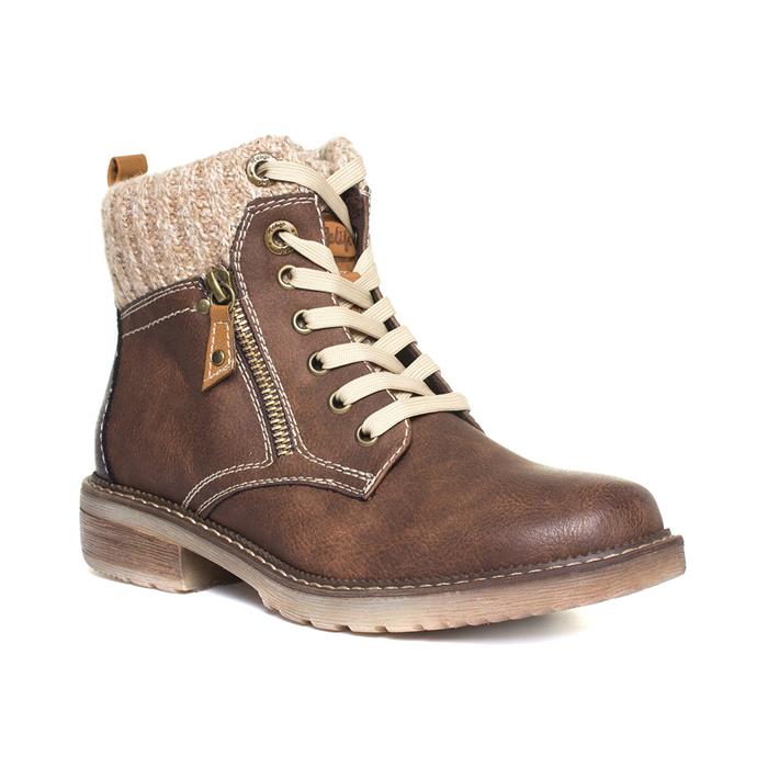 Relife Womens Brown Lace Up Ankle Boot-18740 | Shoe Zone