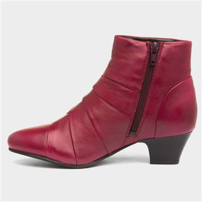 Lotus Tara Womens Red Leather Ankle Boot-189368 | Shoe Zone