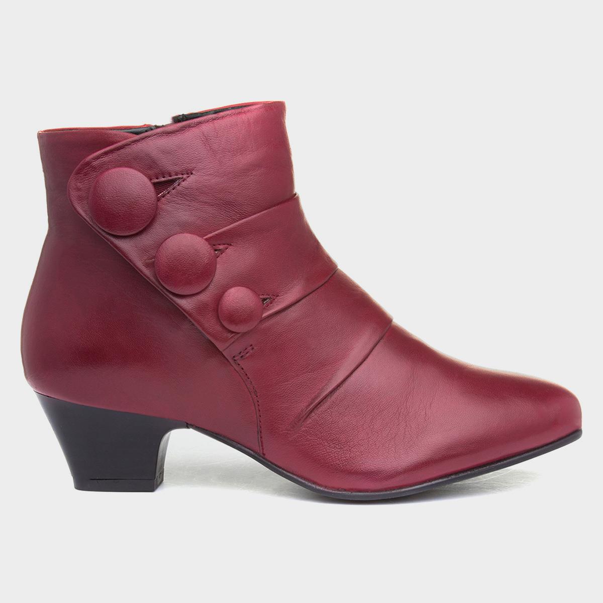 Red leather clearance ankle boots ladies