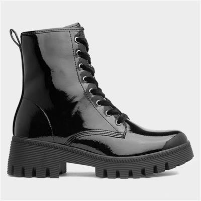 Black shiny hot sale boots womens