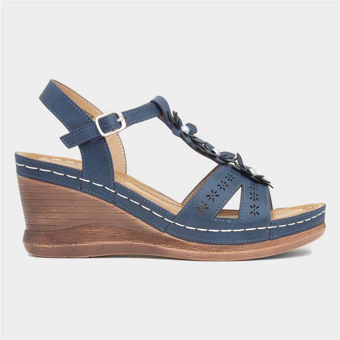 Lilley & Skinner Barbuda Womens Blue Wedge Sandal-19008 | Shoe Zone