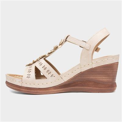 Lilley & Skinner Barbuda Womens Beige Wedge Sandal-19012 | Shoe Zone