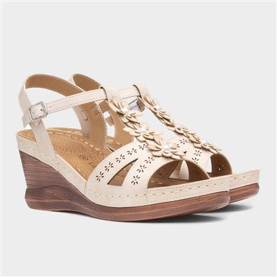 Lilley & Skinner Barbuda Womens Beige Wedge Sandal-19012 | Shoe Zone