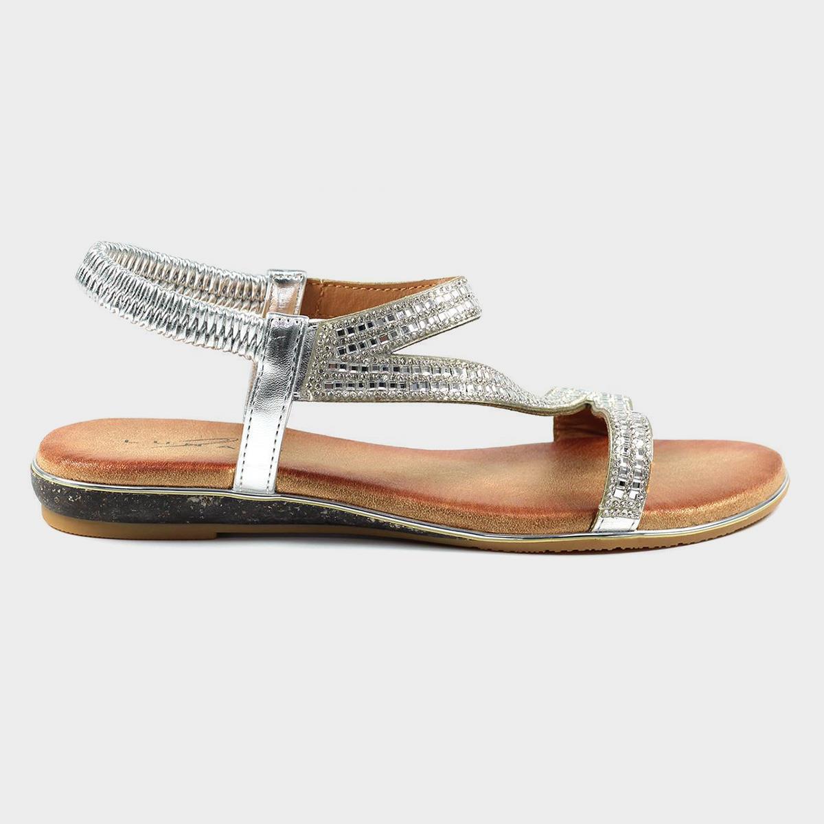 Lunar Blaise II Silver Womens Sandal in Metallic-190151 | Shoe Zone