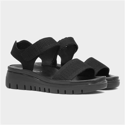 Cushion Walk Honey Womens Black Easy Fasten Sandal-19017 | Shoe Zone