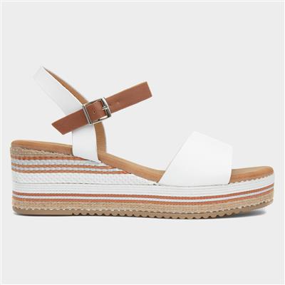 Britt Womens White Wedge Sandal