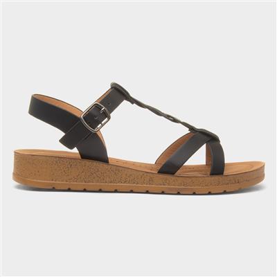 Hay Womens Black Wedge Sandal