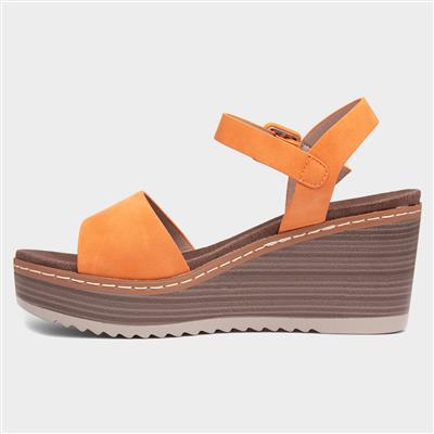 Heavenly Feet Orion Womens Orange Wedge Sandal-191265 | Shoe Zone