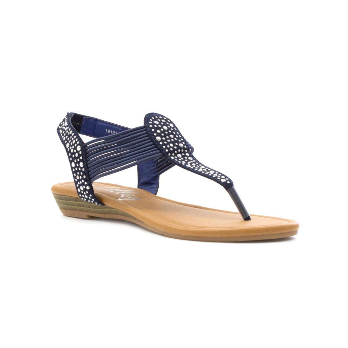 Lilley Womens Navy Studded Toe Post Sandal-19193 | Shoe Zone