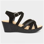 Ladies black wedge sandals uk hotsell