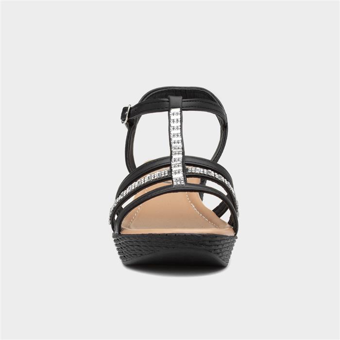 Lilley Scarlet Womens Black Diamante Wedge Sandal 192023 Shoe Zone