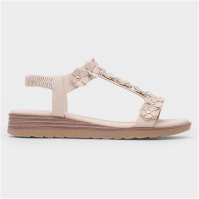 Cyprus Womens Beige Flower Sandal