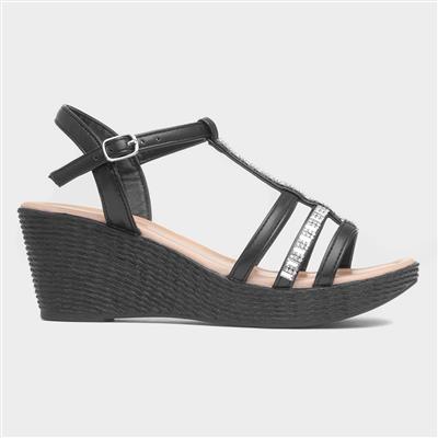 Scarlett Womens Black Wedge Sandal