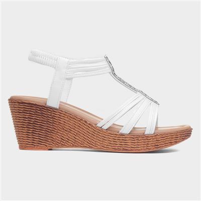 Shania Womens White Wedge Sandal