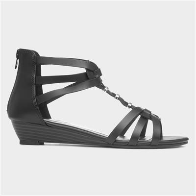 Sasha Womens Black Wedge Sandal