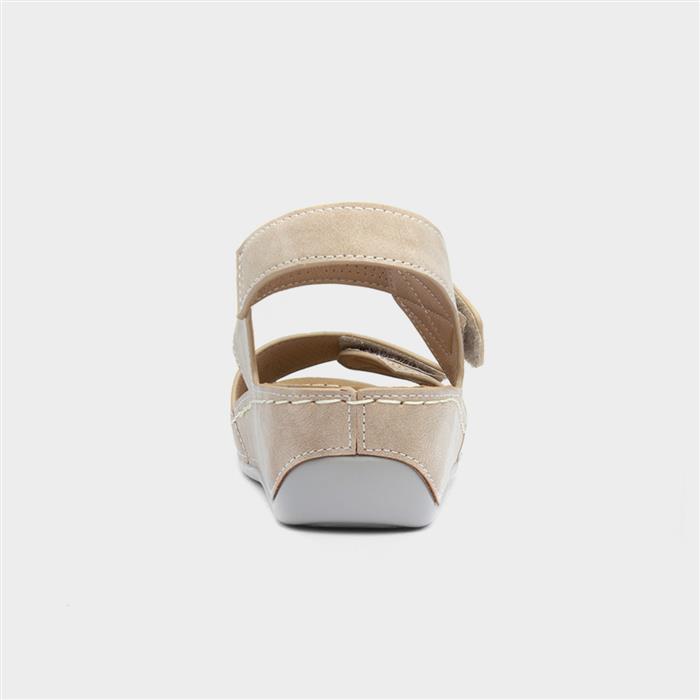 Comfy Steps Mull Womens Beige Easy Fasten Sandals-193052 | Shoe Zone