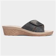 Comfy Steps Nice Womens Black Wedge Mule Sandal (Click For Details)