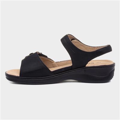 Softlites Shelby Womens Black Easy Fasten Sandal-19503 | Shoe Zone