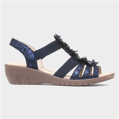 Sindy Womens Navy Flower Sandals